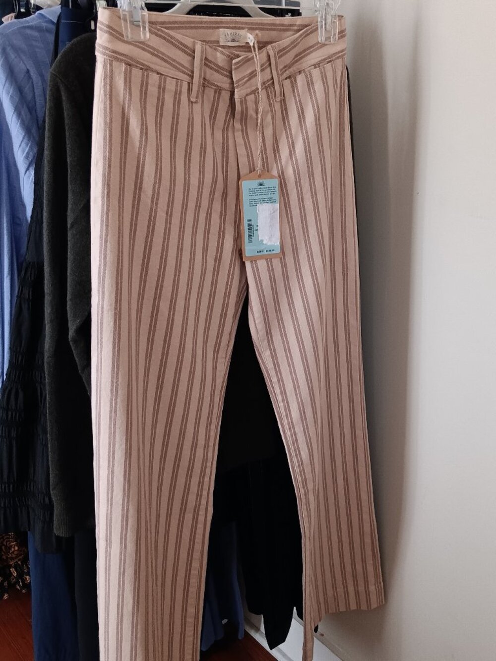 NWT Faherty Cotton Twill Tan & Brown Stripe Pants Size 25